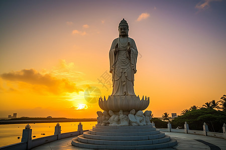 景点的佛像济州岛石像高清图片