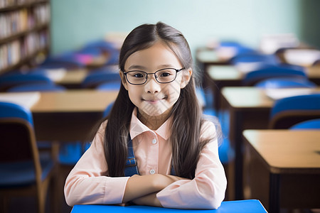 戴眼镜的女学生图片