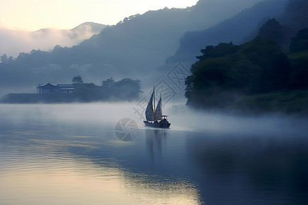 夏季的户外河流图片