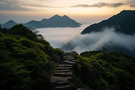 山间的石路图片