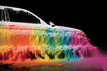 泡沫喷到汽车上图片