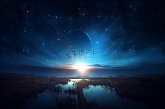 日出的星空图片