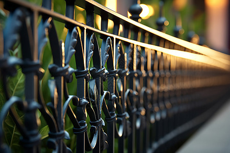 现代园区的铁栅栏背景图片