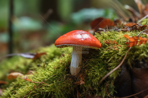 苔藓上的蘑菇图片