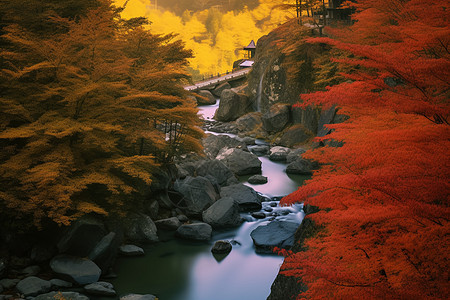 秀美如画秋天光雾山的景观背景