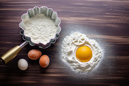 厨房的鸡蛋和面粉图片