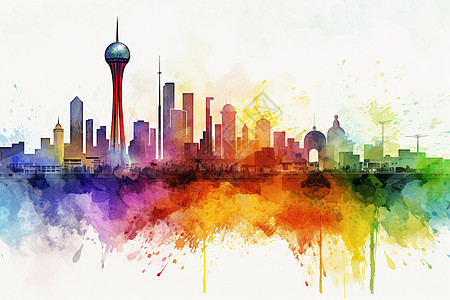 彩色艺术城市背景背景图片