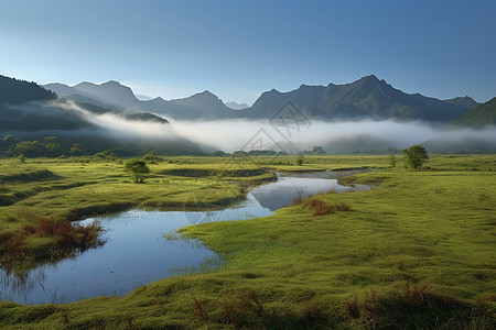 风景秀丽的高山湿地图片