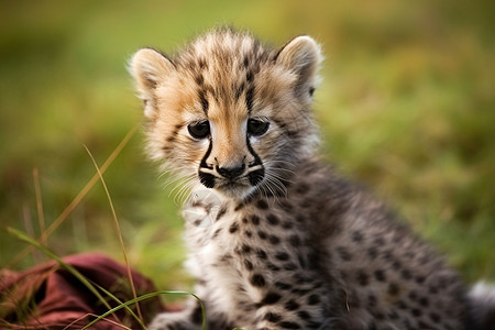 户外草原上的豹幼崽图片