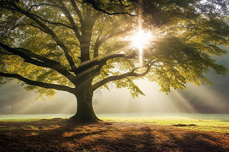 大自然的阳光和大树图片