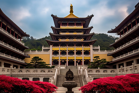 中台禅寺建筑背景