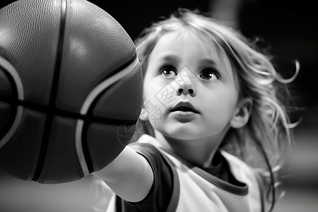 喜爱篮球的小女孩背景图片