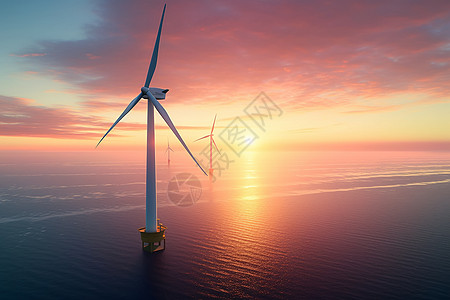 大海上的风力发电图片