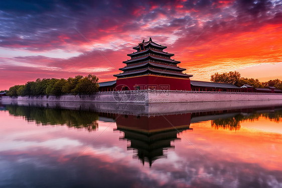 紫禁城夕阳下的风景图片