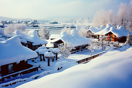 小雪美丽的雪乡背景