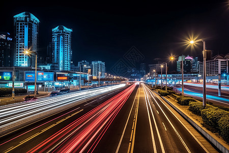 城市公路的夜景图片