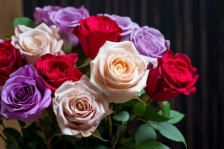 各种颜色的玫瑰花束图片