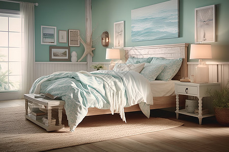 海洋风格的卧室空间图片