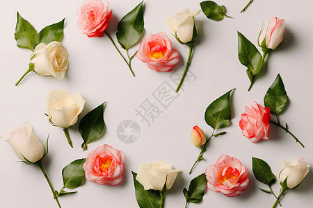 白色背景上的精致玫瑰图片