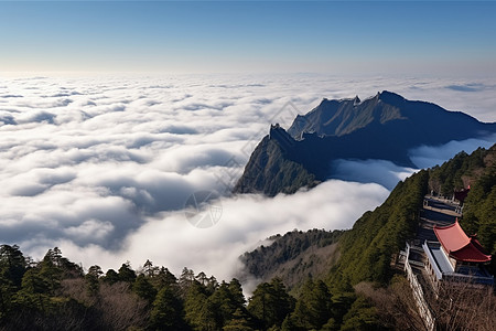 云海中的建筑图片