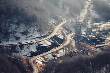 森林中公路的自然风景图片