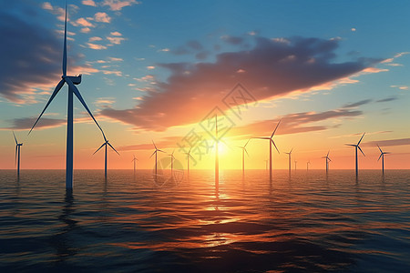 海上发电海上风电的涡轮机背景