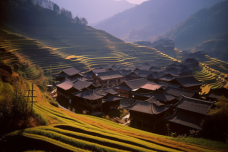 龙脊梯田房屋建筑景观图片