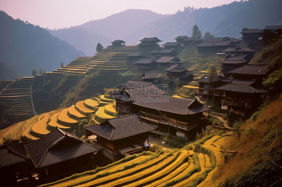 梯田房屋建筑景观图片