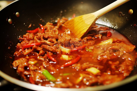 水煮牛肉的特写镜头图片