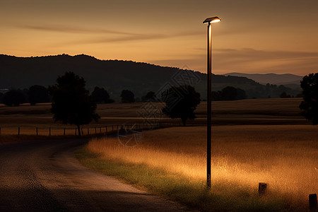 田野中的太阳能路灯图片