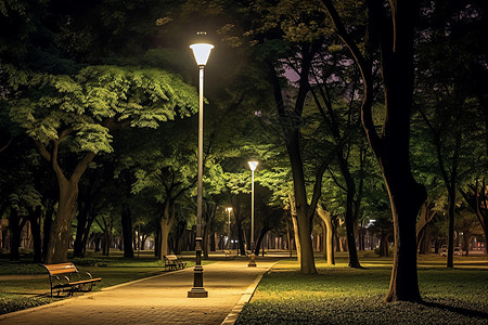 夜晚的太阳能灯柱背景图片