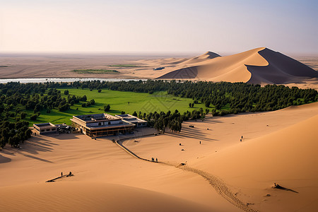 沙漠旅游沙漠绿洲风景设计图片