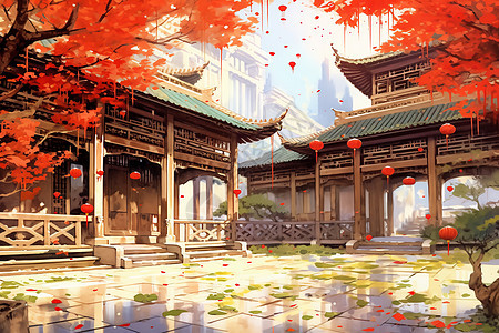 中式庭院建筑风景图片