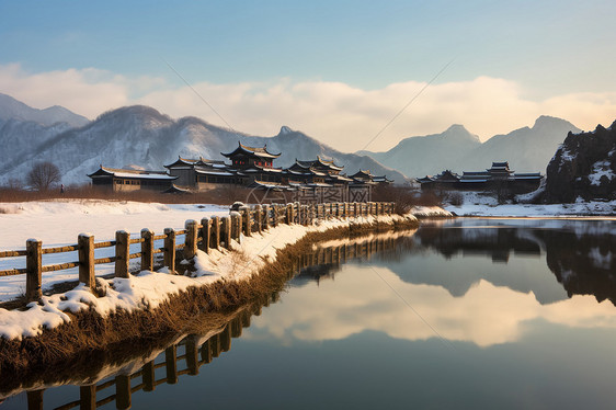 乡村冬季风景图片