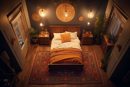 暖色舒适的卧室背景图片