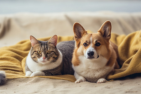 可爱的小狗猫咪图片