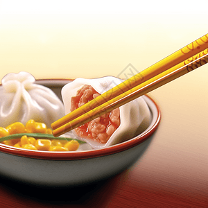 碗筷饺子图片