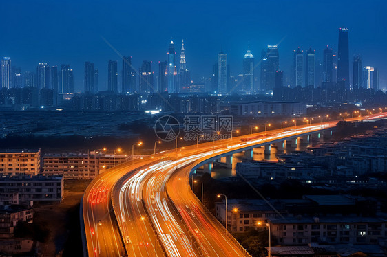 城市高架桥夜景图片