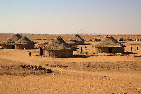 沙漠里的粘土房子图片