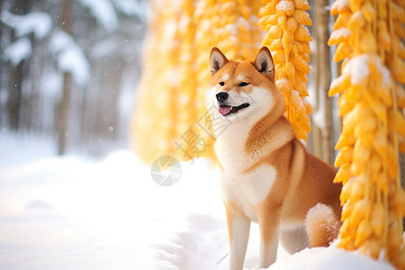 雪地里的狗背景图片