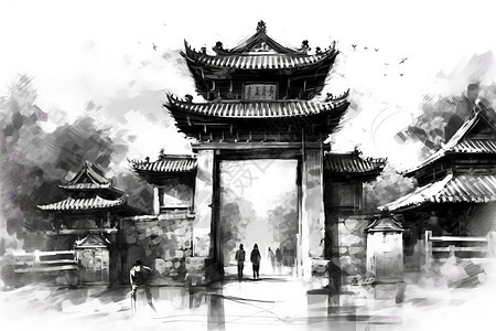 中国古代大门建筑图片
