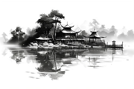 水墨中国建筑图片