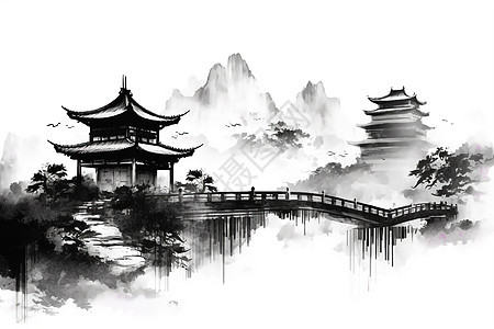 水墨中国传统建筑图片