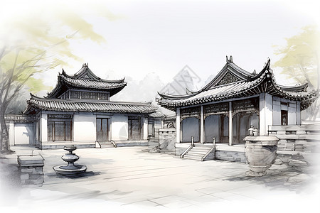 传统的中国豪宅背景图片