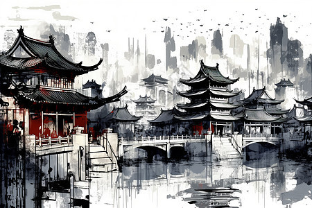 中国城市景观背景图片