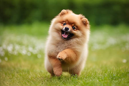 小狗在草地上跑图片
