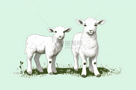 两只羊羔图片