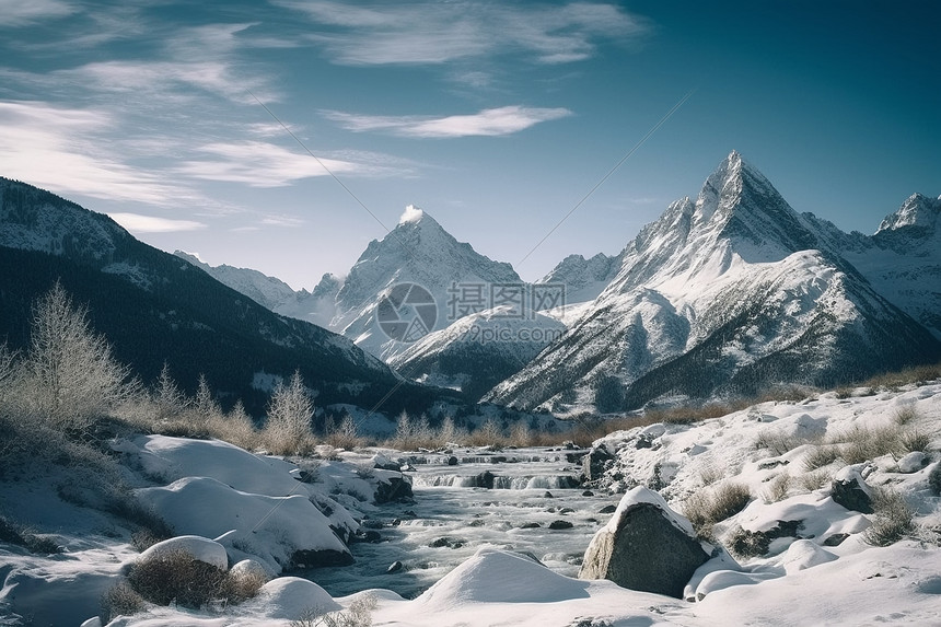 被雪覆盖的大山图片