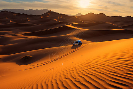 日落的沙漠景观图片