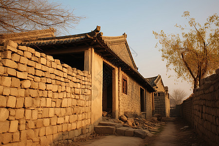 村庄的建筑背景图片